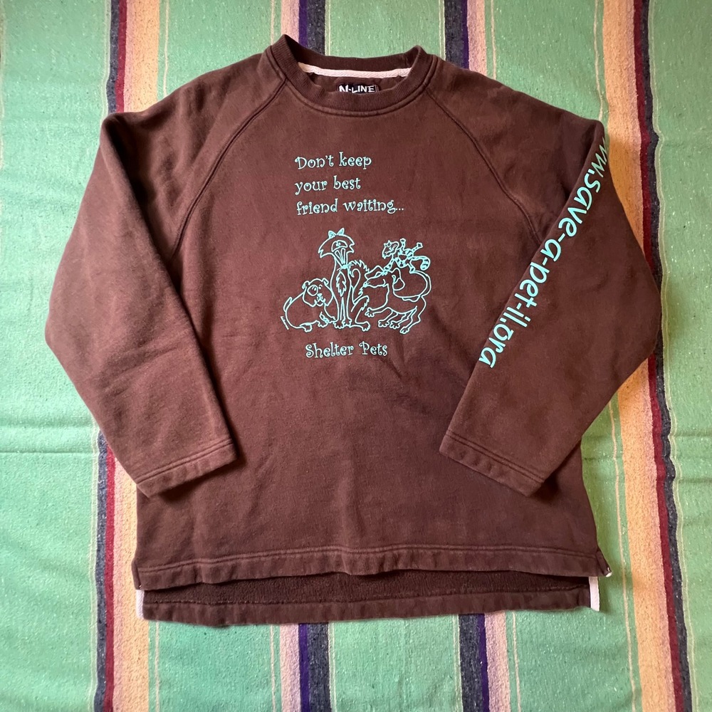 Brown Shelter Pets Graphic Crewneck N-Line by Lee Sweatshirt Unisex Medium